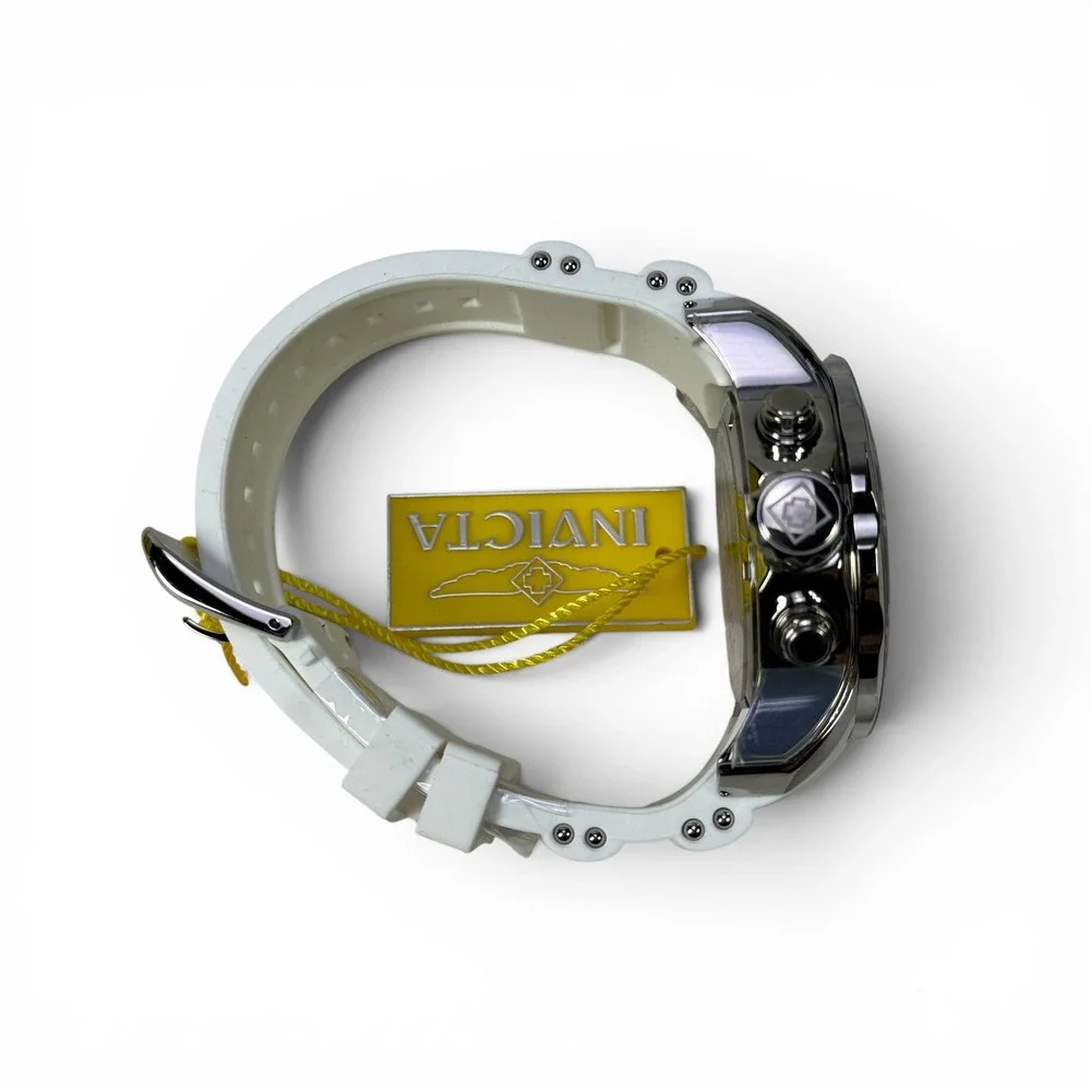 Invicta Pro Diver 20290 Mens Chronograph Watch‎ White Silicone Silver Dial 48mm